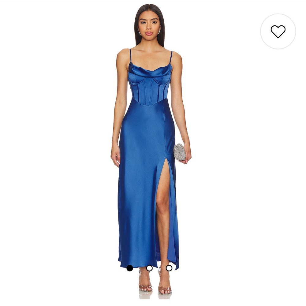 Astr Blue Satin Midi Dress